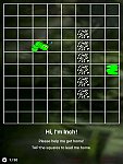 V první úrovni se hráč naučí přesunovat píďalku po ploše.