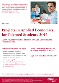 Projekty v aplikované ekonomii pro nadané studenty (září–prosinec 2017, Praha)