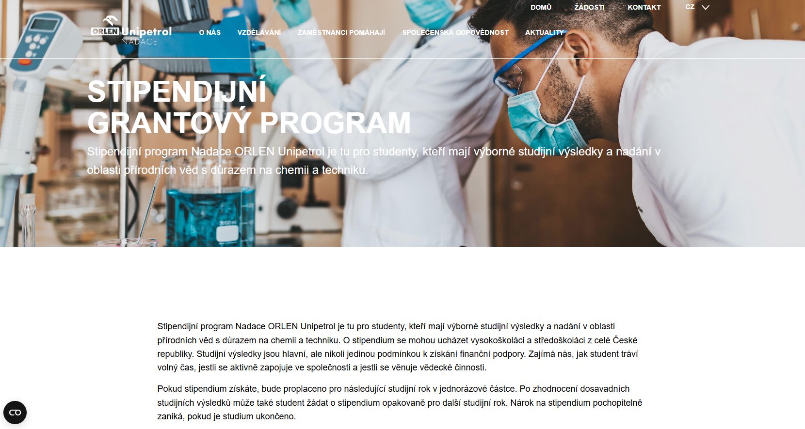 Stipendijní program Nadace Unipetrol